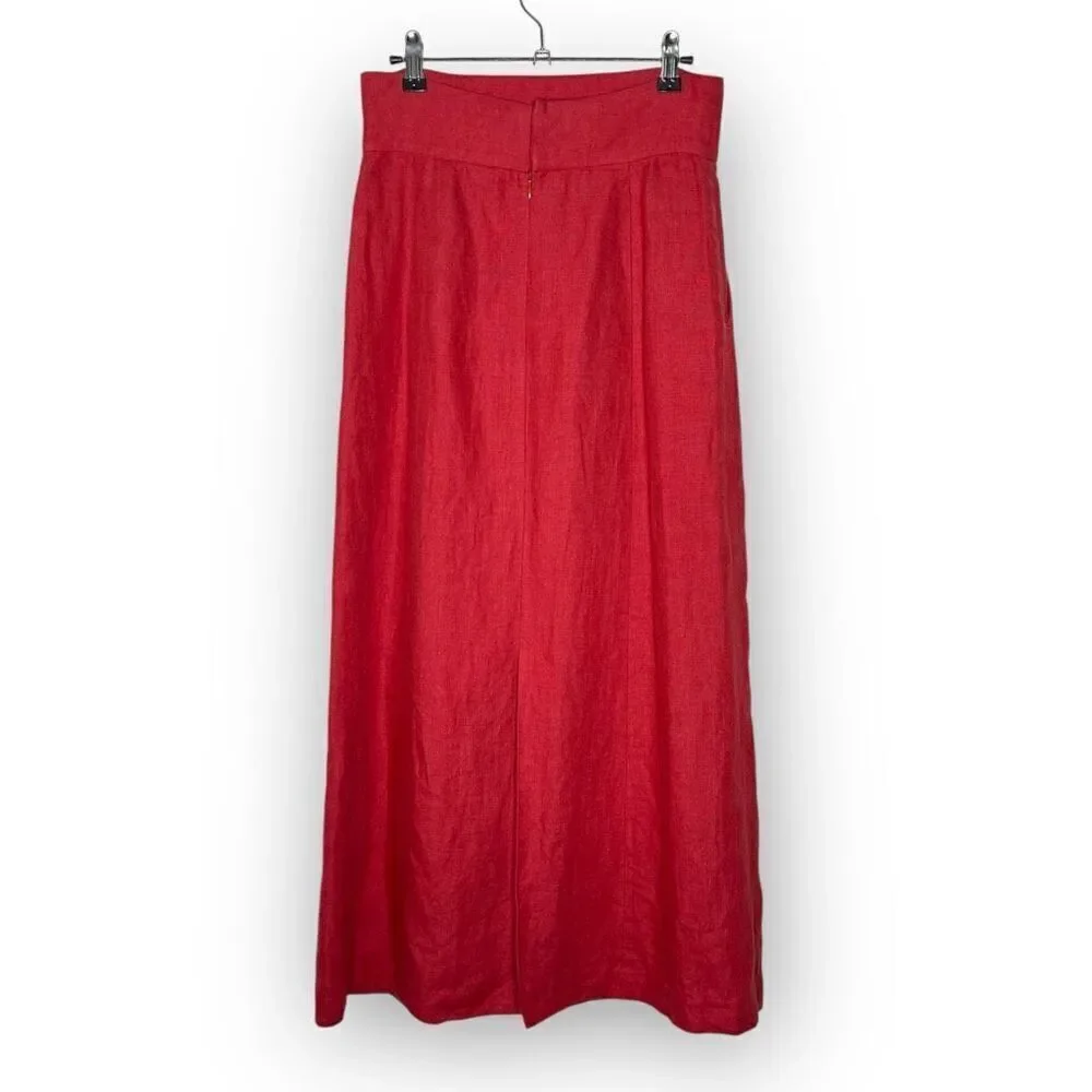 SLOBE IENA Slobe Iena Red 100% Linen Long Maxi Skirt Women’s Size 36 Small Flaws